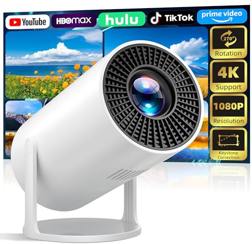 Sainellor 270° Rotatable Projector, Native 1080P Full HD Ceiling Cinema for Bedroom, Electric Keystone, 4K Supported, Wired Screen Mirroring, Portable Projecteur
