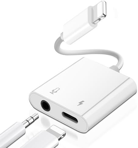 Puiseno [Certificato MFi Lightnning a jack da 3,5 mm 2 in 1 cuffie jack adattatore per iPhone con porta di ricarica, compatibile con i-Phone 14/13/12/11/XS/XR/8/7 adattatore HiFi AUX di alta qualità