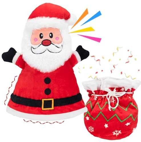 LECHONG Juguete Perro Reversible Papá Noel Navidad, Juguete Morder Cachorro con Pitido & Chasquido, Juguete Olfateo Perro Pequeño Mediano Grande, Regalo Perro Navidad