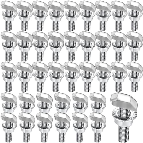 40 viti a testa martello, M6 x 30 mm, in acciaio inox A2-70, con dadi di bloccaggio e dadi flangiati, per guide di montaggio solari PV, serra e fotovoltaico (M6 x 30 mm, 40 pezzi)