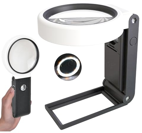 ONGNIUU Lupa con Luz 6X 25X - Lupa Manos Libres con 30 Luces LED y Soporte Ajustable - Lupa de Lectura para Mayores, Soldadura, Inspección, Joyería y Coleccionables
