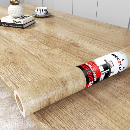 Decotalk Carta Adesiva per Mobili Cucina Legno 60X300cm Carta da Parati Autoadesiva Legno Rimovibile Pellicola Adesiva per Mobili Rivestimento Adesivi Mural PVC Rivestimento per Bango Impermeabile