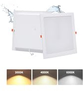 Grebeam 2-pack fyrkantiga IP44 LED infällda takspottar 36W 5000 lm – justerbar färgtemperatur varm/neutral/kall – infällningsmått 253-263 mm – badrum & våtutrymmen