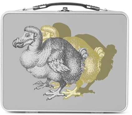 Fabulous Lunch Box Métal Argenté pour Sandwich et Snack - Dodo Oiseau Planches Biologie Illustration Ancienne - Boîte à Goûter Aluminium Gamelle Rigide Style Rétro Imprimée en France