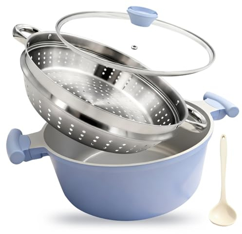 AIKENBBKK 7 QT Ceramic Steamer Pot for Cooking with Lid, Large Pot Nonstick