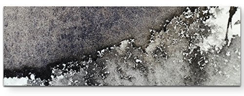 Paul Sinus Art Leinwandbilder | Bilder Leinwand 120x40cm abstraktes Gemälde in grau und weiß
