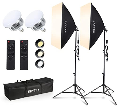 Softbox Lighting Kit, Continuous Photography Lighting Kit with 2x20x28in Soft Box | 2X 85W 2700-6400K E27 LED Bulb, Photo Studio Lights Equipment for Camera Shooting, Video Recording…
