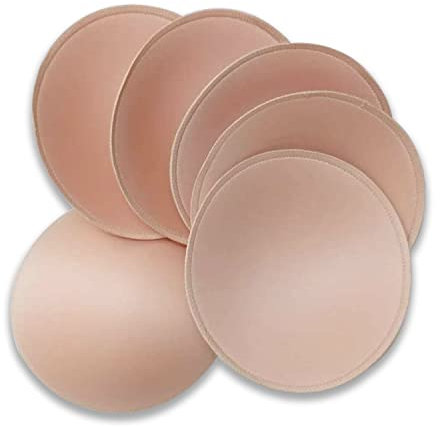 WMugthome 3 pairs(C/D/DD cup) Round Soft Bra Inserts Pads Removable for Sport Bra Cups insert and Bikini Top Swimsuit Inserts, Beige, DD Cup