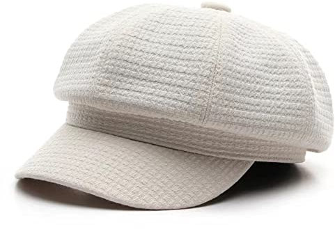 Skärmmössa för damer, ballongmössa, basker vintage, ledig basker bakerboyhatt, vintermössa, Vit, 56 cm