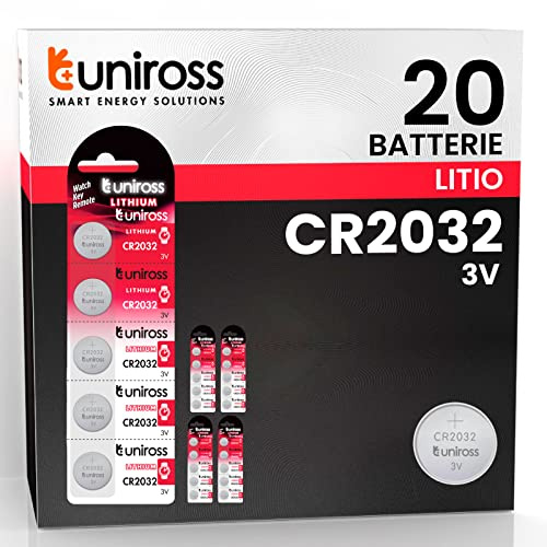 Uniross Fleece Batteri Knapp CR2032 Lithium 3V till Litium Lång livslängd Underhåll Laddning Upp till 5 år Utan kvicksilver och kadmium - 4 blåsor med 5 batterier