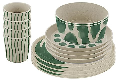 Geschirrset 16-teilig CONNECT SET MONSTERA für 4 Personen aus Kunststoff Picknickgeschirr Koziol