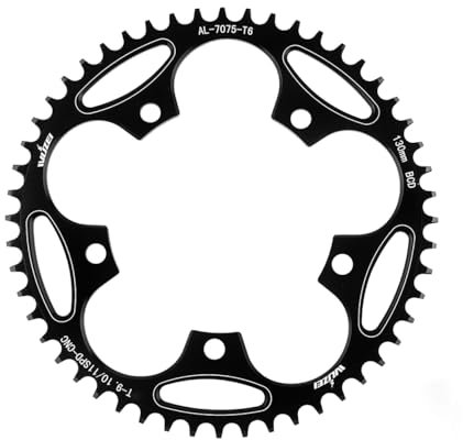 KTKEET 110/130 BCD Plateau de pédalier 36/38/40/42/44/46/48/50/52/54/56/58/60T 5 vis rondes étroites et larges pour vélo de route pliable 9/10/11 vitesses (130BCD 48T)