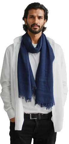 creazioni unique Sciarpa Uomo in Fibra di Bamboo Primavera Estate MADE IN ITALY - Foulard Sciarpa Uomo Leggera e Traspirante (Blu Notte)