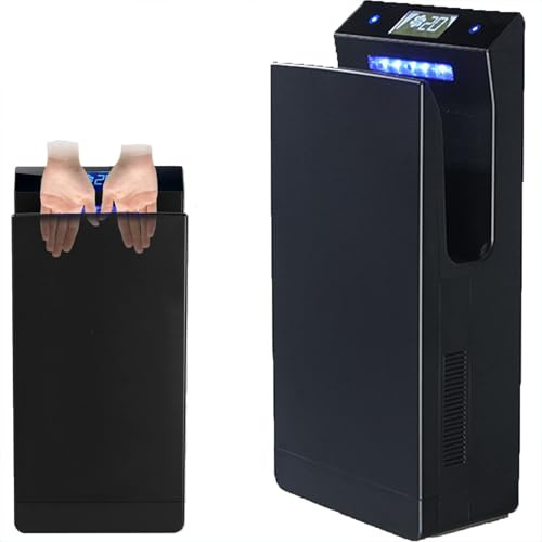 ylpddmm Secador de Manos Automático,Montado En La Pared,secador de Manos eléctrico automático Comercial o doméstico con Filtro HEPA,Secador de Manos 10 Segundos para secar, 1400W,Black
