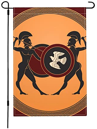 Bataille De Guerriers Grecs Antiques Drapeau De Noël Coupe-Vent Et Étancheune Drapeaux De Pirate Supérieure Drapeau De Jardin Décoration Pour Jardin Pelouse Maison 30X45Cm