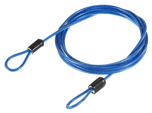 TA-VIGOR 1 st säkerhetsstålkabel, 2,5 mm x 1,5 m/4,92 fot belagt säkerhetsvajer med dubbel ögla, flexibelt säkerhetskabellås för cykel, bagage, resor och utomhusbruk, blå