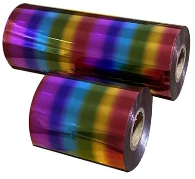GXMDSGZ 16 cm x 120 Metri Arcobaleno Stampa a Caldo Foglio di trasferimento Calore tovagliolo doratura Carta in PVC Rilievo per Pelle Fai da Te(16CM Rainbow)