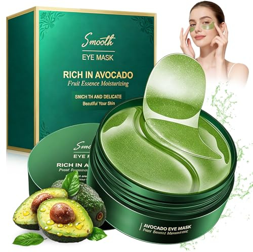60 Pezzi Patch Occhi, Maschera per Gli Occhi di Acido Ialuronico Idratante, Avocado Patch Occhiaie per Rimuovi Borse e Gonfiori, Pelle Lenitiva, Adatto per donne e uomini