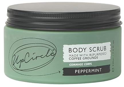 UpCircle Exfoliating Coffee Body Scrub with Peppermint 220ml - Sea Salt, Shea Butter + Coconut Oil - Exfoliates Your Skin + Improves Circulation - Natural, Vegan Exfoliator For Soft, Smooth Skin