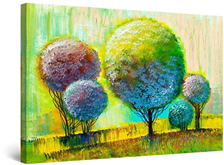 Startonight Quadro su Tela Arcobaleno Alberi Pittura Gialla Verde, Quadri Moderni Astratti Stampe Camere da Letto Stampe Incorniciate 60x90 cm, Decorazione Parete, Idea Regalo Elegante Luminoso