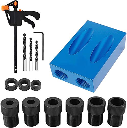 15 Degree Pocket Hole Screw Jig Dowel Drill Joinery Kit Positioner Locator Tool Carpenters Wood Woodwork Guides Joint Angle Tool Carpentry Locator Craft DIY WoodWorking Wood 15Pcs