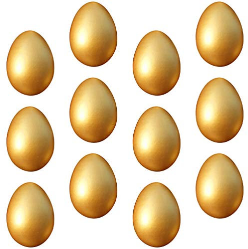 jojofuny 12 Stücke Goldene Osterei Hülle Holz Osterei Überraschung Eier Dekorative Faux Gefälschte Eier Ostern Party Favor Liefert Osterkorb Stuffer