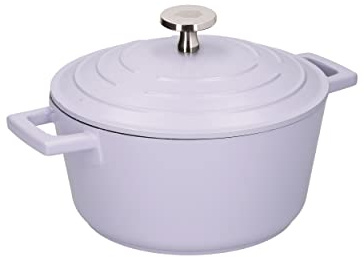 MasterClass Petite cocotte avec couvercle 2,5 litres/20 cm, en fonte d'aluminium légère, adaptée à la plaque à induction et au four, lavande