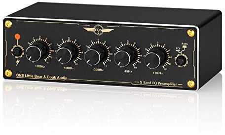 Douk Audio EQ5 Mini Vorverstärker 5-Band EQ Preamp Stereo Analog Equalizer Portable Audio Processor for Home/Car (EQ5)