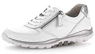Gabor Women Trainers, Ladies Low-Tops,Removable Insole,lace up Shoe,Sports Shoe,Platform Sole,Low Shoe,Street Shoe,White (Weiss/Silber),40 EU / 6.5 UK