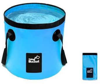 Voarge Portable Folding Water Bucket, Outdoor Washing Bowl for Camping, Collapsible Storage Container for Travel, Hiking & Fishing, Blue, 12L