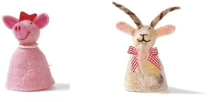 LK Trend & Style Eierwärmer aus Filz - Doppelset für das Paar liebevolle Tiere (Schwein + Ziege)