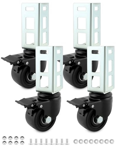 QWORK 3 PU Caster Wheels for 2x2 Boltless Shelving Racks – 4 Pack 1500 lbs Load, Heavy Duty Mobility Set for Garage, Storage, Workshop