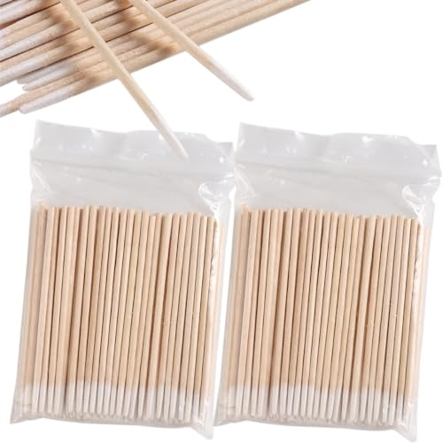 Fcozpjk 200PCS Precision Tip Cotton Swabs with Wooden Sticks