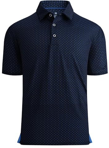 Alex Vando Mens Golf Shirt Moisture Wicking Quick-Dry Print Performance Polo Shirts for Men | Premium fabric, Silky breathable touch, Rich color option, True US Size, Wrinkle resistant, Sports & office versatile styling