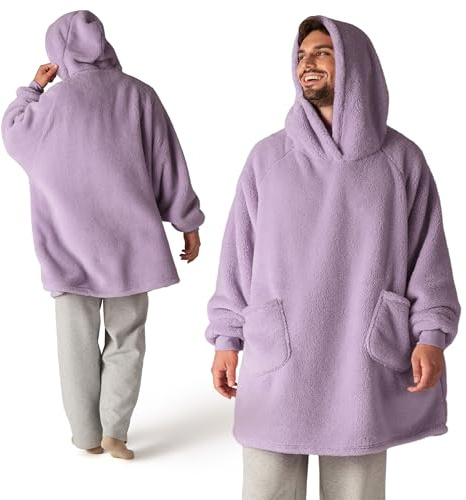 BEDSURE Hoodie Decke mit Ärmeln - Kuschelpullover als Geschenke für Frauen - Übergroßer Tragbare Decke zum Erwachsene Kuscheldecke mit Ärmeln Weihnachtsgeschenke für Frauen Herren, Lavendel 107x90