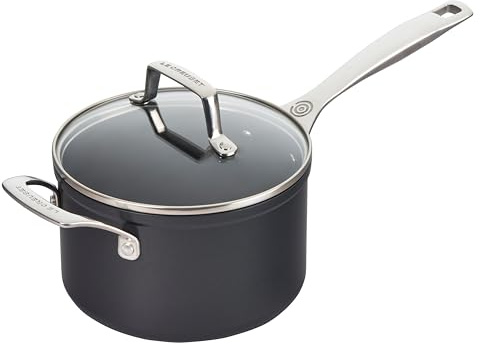 Le Creuset Essential Non-stick Ceramic Saucepan with Glass Lid, 3 qt.