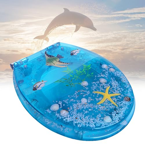 Premium Soft Close Toilet Seat - Blue Ocean Antibacterial Seat That Will Never Loosen