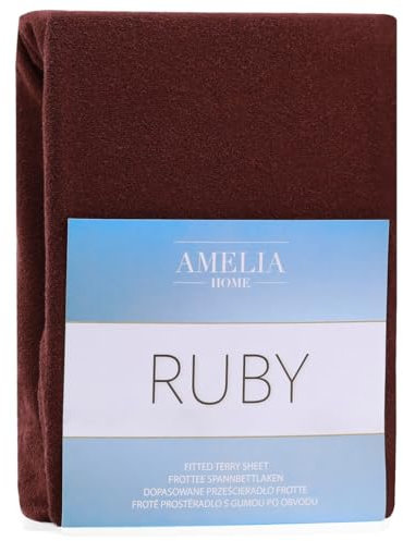 AmeliaHome Spannbettlaken 200x200-200x220 cm Frottee Baumwolle Spannbetttuch, braun