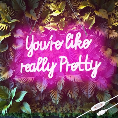 You like really pretty Neon Sign for bedroom wall,Pink led sign for wall decor with USB Power and Dimmer Switch,15 * 9 inch neon signs for room decor