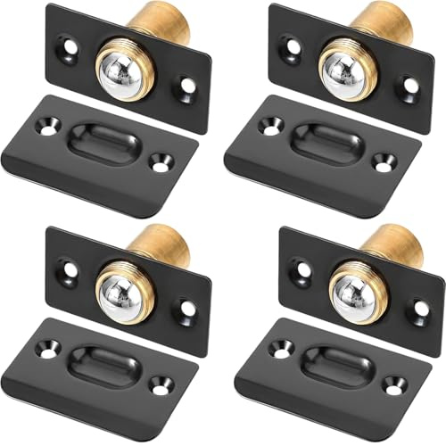 Litensh 4pcs Loquet à Bille de Porte, Réglable Fermeture à Bille Verrou de Boule de Porte en Acier Inoxydable Loqueteau à Bille Fermoir Loquet Bille Roller Ball Meubles Loquet de Porte noir