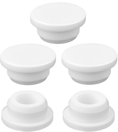 Gosknor 5uds Tapa Agujero Desbordamiento Fregadero Silicona, Tapa Redonda Sobrecorriente para Cocina Baño Lavabo Cubierta Drenaje Desbordamiento Inserto Tapón para Hogar (Blanco)