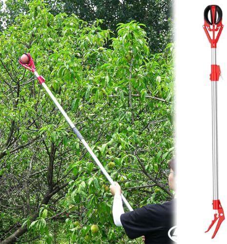 Raccoglifrutta Telescopico in Alluminio, Tre Artigli in Gomma Morbida, Apertura di 15 cm, per Mango, Avocado, Arance, Pesche e Fichi,1.3-2.3M