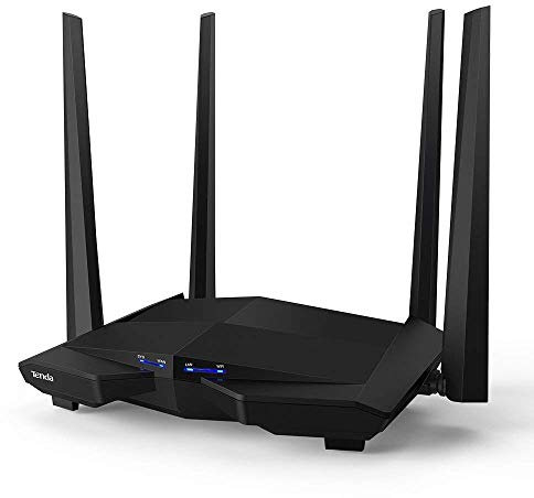 Tenda AC10 WLAN-Router Dual-Band Gigabit AC1200 MBit/s (867 MBit/s 5 GHz + 300 Mbit/s 2,4 GHz, 4X Gigabit Ports, MU-MIMO, Beamforming+, IPTV, 4X 5dbi Antennen, App Verwaltung)