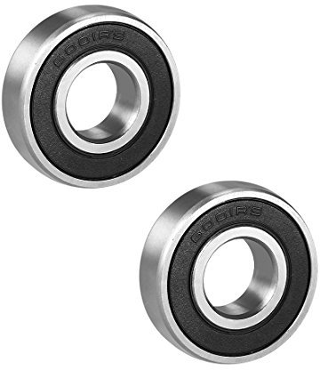 sourcing map 6001RS Deep Groove Ball Bearing Single Sealed 160101, 12mm x 28mm x 8mm Chrome Steel Bearings (Pack of 2)