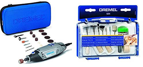 Dremel 3000 Outil Rotatif Multifonction 130W avec 15 Accessoires et 1 Sac & Kit Pollisage - Coffret avec 20 Accessoires de Nettoyage et Polissage et Pâte à Polir pour Outils Rotatifs Multifonctions