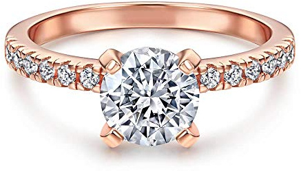 Mousserande damring i 925 sterlingsilver i vitt med sten, solitärring I briljant-slipning med stenar, solitär, förlovningsring, vigselring, vigselring, vigselring, bröllopsring I smycken av