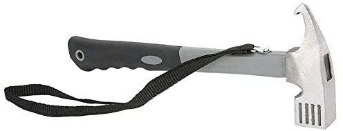 BWLZSP Zelthammer, Outdoor-Multifunktions-Campinghammer aus Kohlenstoffstahl Zeltheringe Pfähle Nagelabzieher, Gummiüberzogener Griff Zelthammer mit Haltegurt Campinghammer