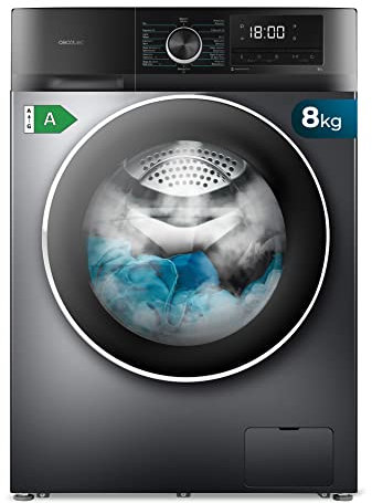 Cecotec Lave-linge 8 Kg Chargement Frontal Bolero Dresscode 8500 Inverter Steel A. 1900 W, 1400 rpm, Moteur Inverter Plus, Basse Consommation, 16 Programmes, SteamMax, Delay Start, Acier
