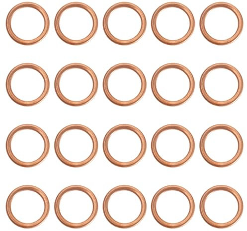 YINETTECH 20 Stück Ölablassschrauben Dichtungen Kupfer Zerkleinerungsscheiben Ölwannen Stecker Unterlegscheiben Plattenringe N013845.2 11137546275 22mm AD 16mm ID 2mm Dicke