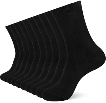 YOUCHAN 10 Paires de Chaussettes Pour Hommes Femme Classiques Confortable Respirantes Coton Chaussettes Noir 43-46